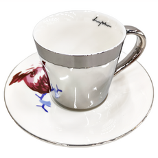 Luycho 鏡面倒影動物圖案咖啡杯盤組 - 貓頭鷹, 1組