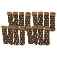 毛線椅腳套 16個, 深咖圓點, 1組