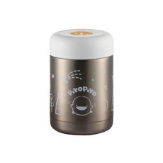 PiYOPiYO 黃色小鴨 不鏽鋼保溫食物罐 380ml, SUS 304不鏽鋼, 雙層真空, 保溫保冷, 銀色, 1個