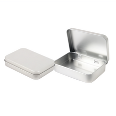 끼더플러스 틴케이스 사각 철제 소품 포토 카드 미니 정리함, 2개, 실버 일체형 경첩 115x85x22