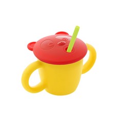 sillymann 100%鉑金矽膠 兒童專用雙手握把喝水學習杯(220ml), 檸檬黃, 1個