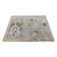 厚款科技絨面軟式吸水墊 短款, RS水磨石 茶杯小貓