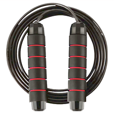 鋼軸負重可調節跳繩 負重鋼條設計 EVA防滑把手 特級精密軸承 繩長輕鬆調節 包膠鋼繩 耐用降噪, 長2.8m 繩直徑5mm, 紅色, 1條