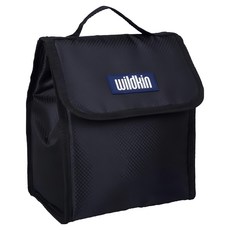 Wildkin 直立式午餐袋/便當袋/保溫袋, 防水布材質設計, 容易清潔, 24.5 x 17.5 x 8cm, 黑鑽菱格, 1個