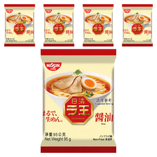 NISSIN 日清 拉王 非油炸速食麵 醬油 95g, 5包