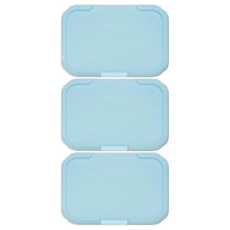 Bitatto 必貼妥 一般系列 重覆黏貼濕紙巾專用盒蓋, 日本原裝進口, 多種顏色, 攜帶便利, 保持濕紙巾濕度, 12*8.2cm, 亮藍色, 3個