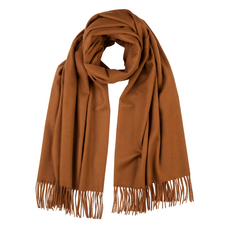 仿羊絨純色圍巾，防寒保暖，200*70cm, 焦糖色, 1條