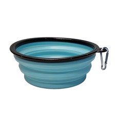 Kiyodo 寵物折疊碗 附扣環 大(直徑17.5cm) 1L, 藍色, 1個