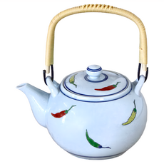 美濃燒 6合土瓶 日本製造 陶瓷茶壺 - 880ml, 唐辛子, 1個