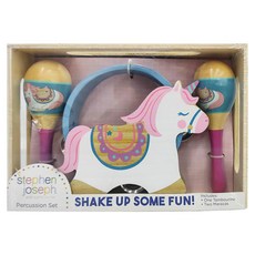 stephen joseph 打擊樂器組 獨角獸，包含一個鈴鼓和兩個沙球, Multicolor, 24.5 x 17 x 6cm, 1盒