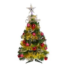 耶誕可愛經典裝飾聖誕樹 LED50燈插電式彩色燈串, 紅蘋果金色系, 1個