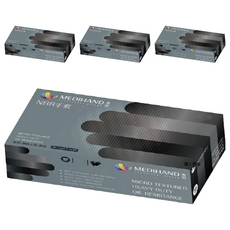 MEDIHAND 美恆 NBR手套 微粒止滑 厚款手套 黑色 5.5克 100支, S, 4盒