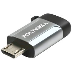 POLYWELL USB Micro-B轉Type-C轉接器,迷你便攜,OTG功能,資料傳輸,附掛繩, 2.7cm, PW15-T02-A034, 1個