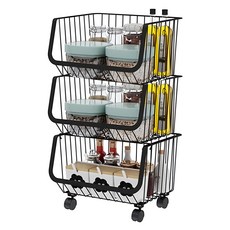 德利生活 蔬果收納籃 3層置物架 帶輪可移動, 42 x 36 x 62cm, 1個