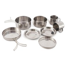 不鏽鋼8件杯碗鍋餐具組, 1組, 單一顏色, 大碗 + 小碗 + 中碗 + 餐盤碗2個 + 水杯2個 + 平底盤