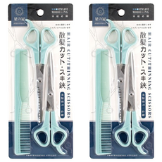 STAR KING 星之冠 美髮剪刀3件組 打薄剪刀 理髮梳, 綠色, 2組