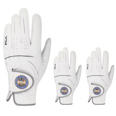PGA TOUR 男性用 2101F 左手高爾夫手套, 白色, 3個