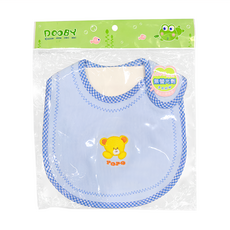 DOOBY 大眼蛙 繡花小圍兜 100% COTTON棉 10吋x30吋 0-2歲適用 防止弄髒衣服, 顏色隨機 藍色/粉色/黃色, 1件, 1入