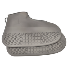 拉鍊式矽膠鞋套, 加厚彈性矽膠, 191g/雙, 黑灰色, 1雙