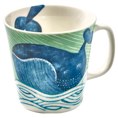 有種創意 日本美濃燒-海之島系列馬克杯 - 悠悠藍鯨, 1個