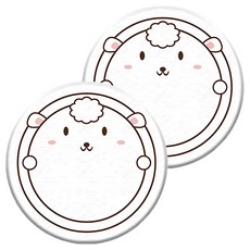 FEEPOP 硅藻土吸水杯墊 印花圓形, 小羊 白色, 2個