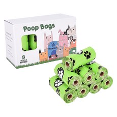 Truly House 環保薰香寵物撿便袋, 1盒, 8捲, 腳印花紋