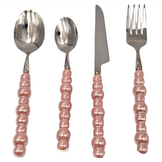 Royal Duke 琉瑩 304不鏽鋼餐具 刀叉匙4件禮盒組, 刀子 + 叉子 + 湯匙2支, 粉色, 1組