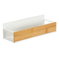 收納部屋 磁吸竹面鐵藝置物架 大 廚房冰箱側掛架, 1個, 白色