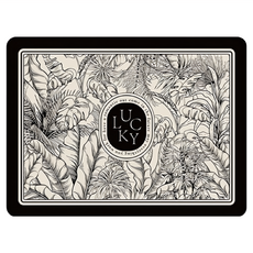 Mega 復古風格廚房台面皮革瀝水墊, 黑花紋, 1個