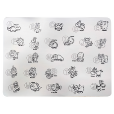 食品級矽膠畫畫餐墊 Set (附8色彩色筆) 40*30*0.1CM, 動物英文, 1個