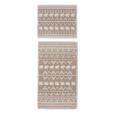 LCW HOME 吸水地墊2件組, 60 x 100cm + 50 x 60cm, 米色大象圖騰, 1組