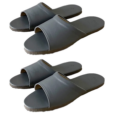 TAIWAN SLIPPER 台灣犀利趴 純色皮質室內拖鞋，皮質內裡設計，保持乾爽，不易藏垢, XL, 鑄鐵灰, 2雙