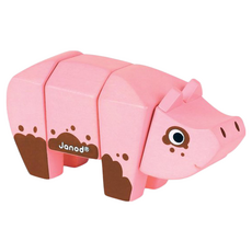 Janod 立體動物拼圖 木質拼圖玩具 適用年齡2歲以上, 1個, 4個