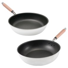 hokua 北陸 極大金IH輕量級不沾鍋2件組 日本製, 1套, 炒鍋 28cm + 平底鍋 28cm, 銀色