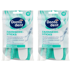 dm Dontodent 成人薄荷細滑扁線牙線棒, 40支, 2包