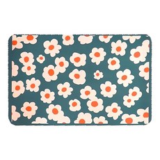 STYLE G 時代家居 奈米絨軟式硅藻土地墊 吸水防滑廚房地墊, 可愛花花, 1個, 117x38CM