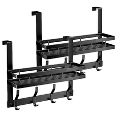 小麥購物 雙層門後掛勾 4鉤 C582 36cm 703g, 黑色, 2個