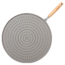 VISVIVA Mono Gray 帶柄矽膠安全防濺鍋蓋 耐熱溫度230°C, 31.5cm, 1個