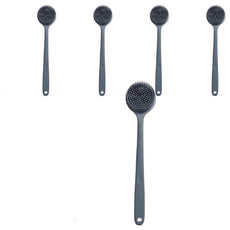 矽膠洗澡洗背刷, 規格: 38x8x3.5cm, 沈穩灰, 5支