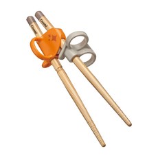 Combi 康貝 木製三階段學習筷 (左手-元氣棒) 16505，2歲左右適用, 元氣橘, 1雙