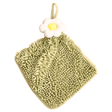 雞蛋花擦手巾 25 x 25cm 柔軟吸水 廚房浴室 綠色, 1條