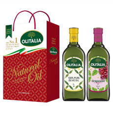 OLITALIA 奧利塔 純橄欖油1L + 葡萄籽油1L 2件禮盒, 1盒