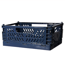 YAMADA 山田化學 折疊式收納疊籃 495, 22.3 x 14.8 x 2~9.3cm, 深藍色, 3個