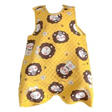 愛北鼻 背心式防踢被 黃色小獅子-無痕背心空氣棉 舒適透氣, 80碼