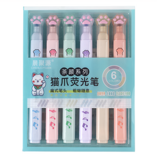 晨聚源 萌趣貓爪造型螢光筆, 混色, 3盒