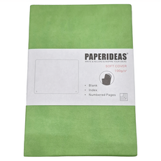 PAPERIDEAS 188頁軟皮空白筆記本 100gsm 帶索引和頁碼, 牛油果綠, 1本
