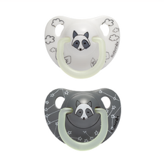Suavinex 蘇維妮 Day&Night系列 夜光矽膠奶嘴 2入 6-18個月, 6個月以上, 浣熊款, 1組