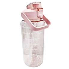 QiMart 超大容量手提吸管大水壺 馬卡粉, 2L, 1個