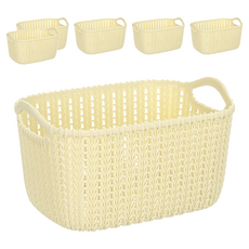 BangJiaShi 幫家適 仿藤編織收納籃, 米白色, 6個