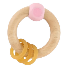 HEVEA 天然橡木手搖玩具, 粉紅色, 1個